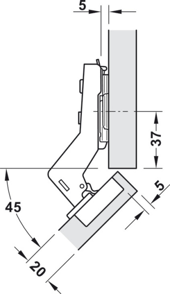 Петля Metalla 310 SM накладная для угловых шкафов 30°, 48/6, h=12 мм, SC